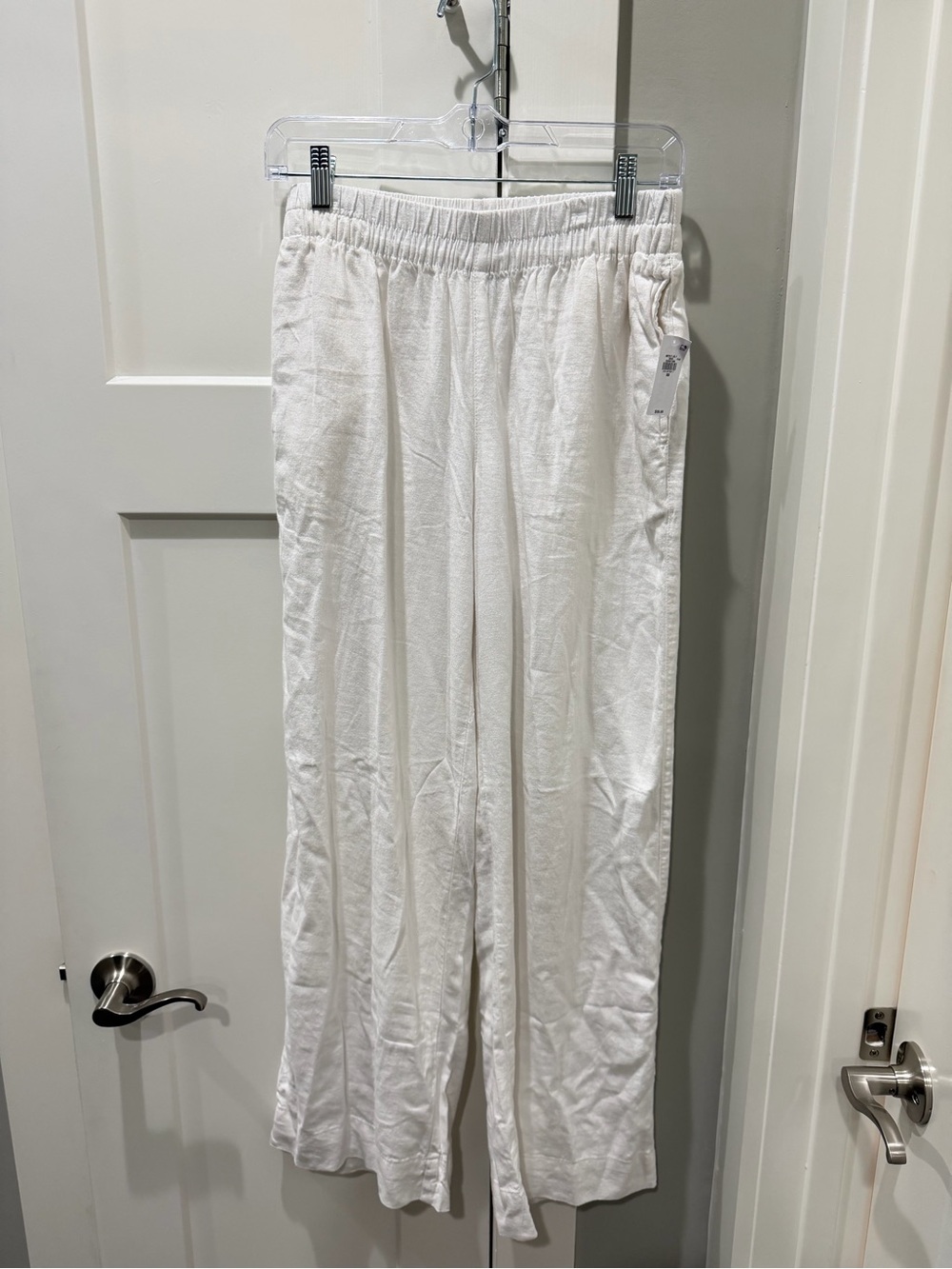 NWT Old Navy High-Waisted White Linen-Blend Wide-Leg Pants - Size XS